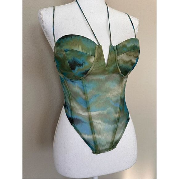 Fashion Nova High Love Green Mesh Corset - Picture 1 of 8